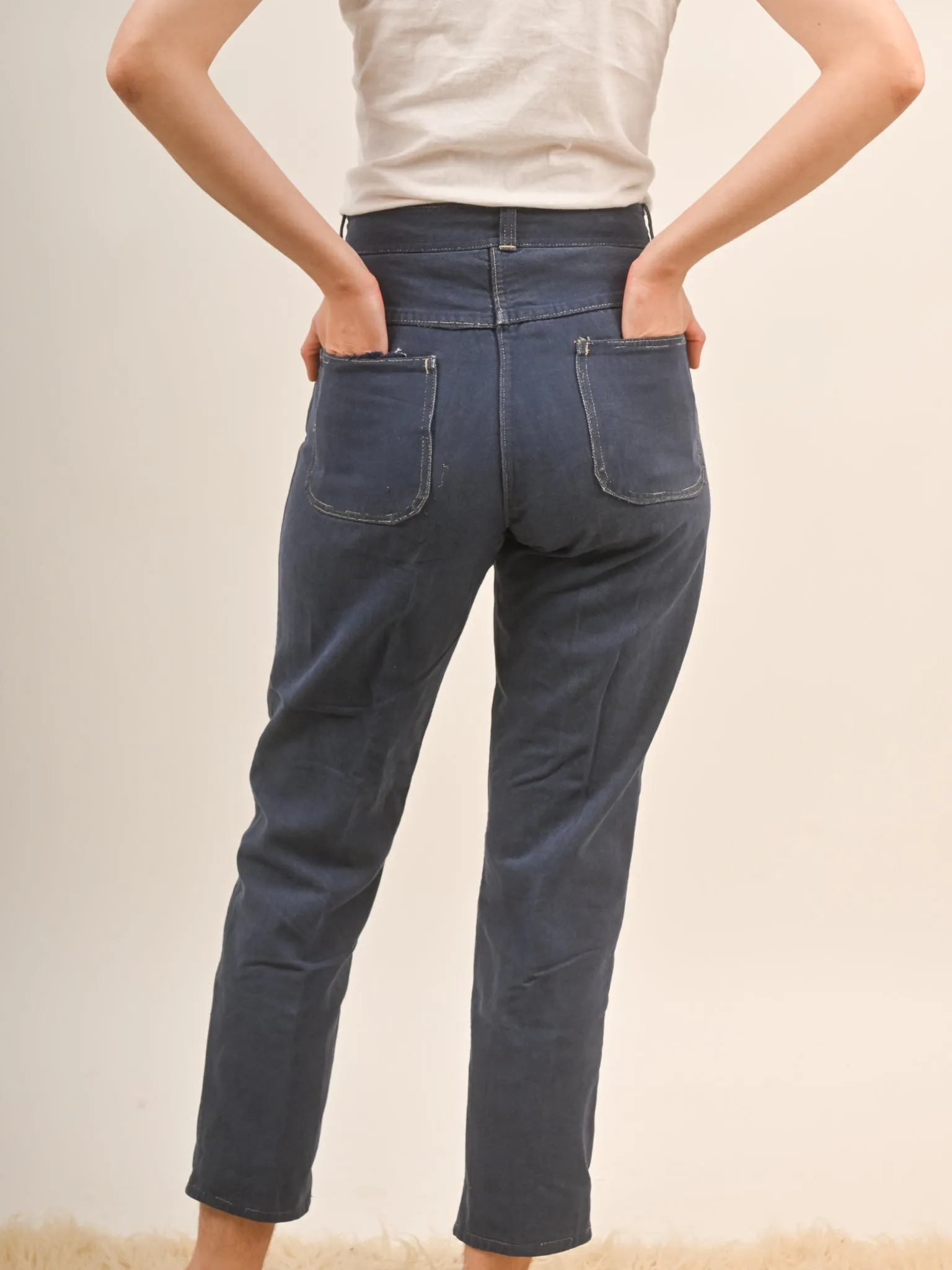 1950s Women Flannel Lined Front Zip Denim