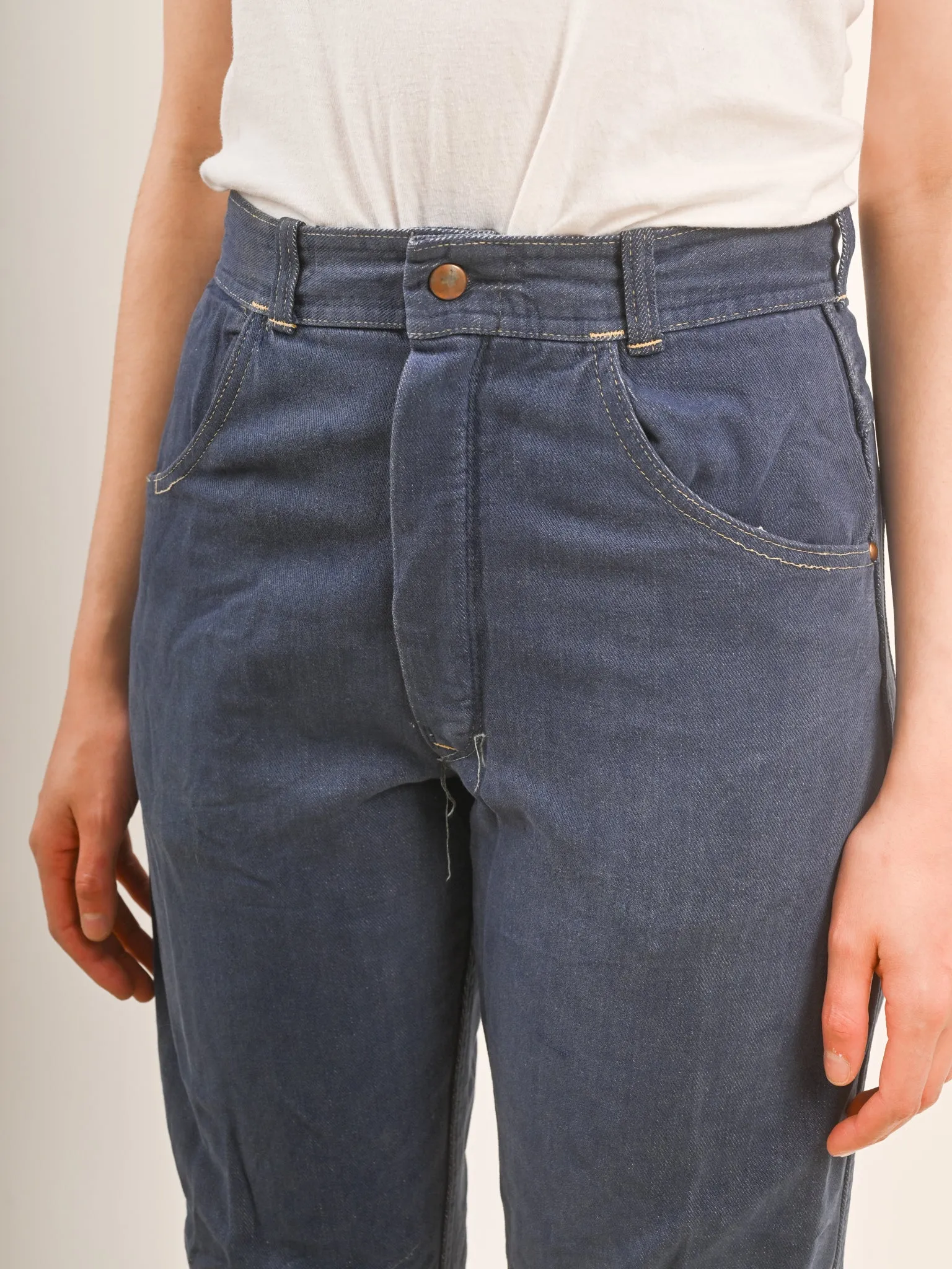 1950s Women Flannel Lined Front Zip Denim
