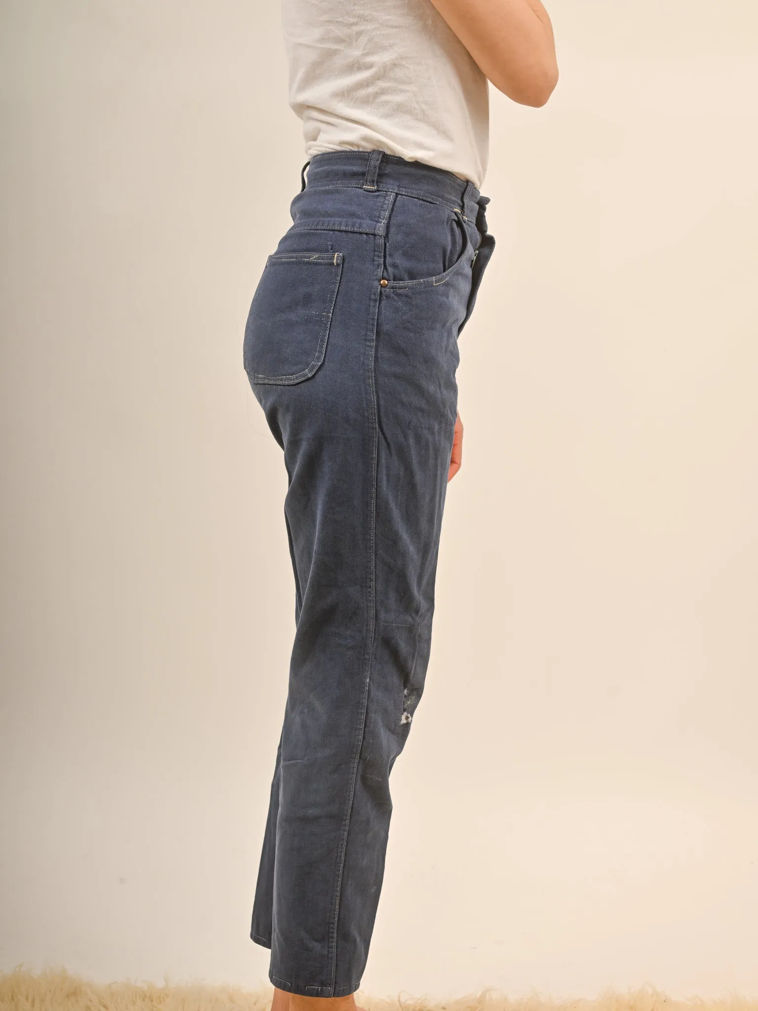 1950s Women Flannel Lined Front Zip Denim