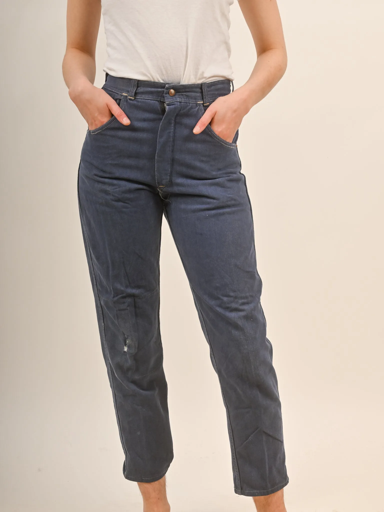 1950s Women Flannel Lined Front Zip Denim