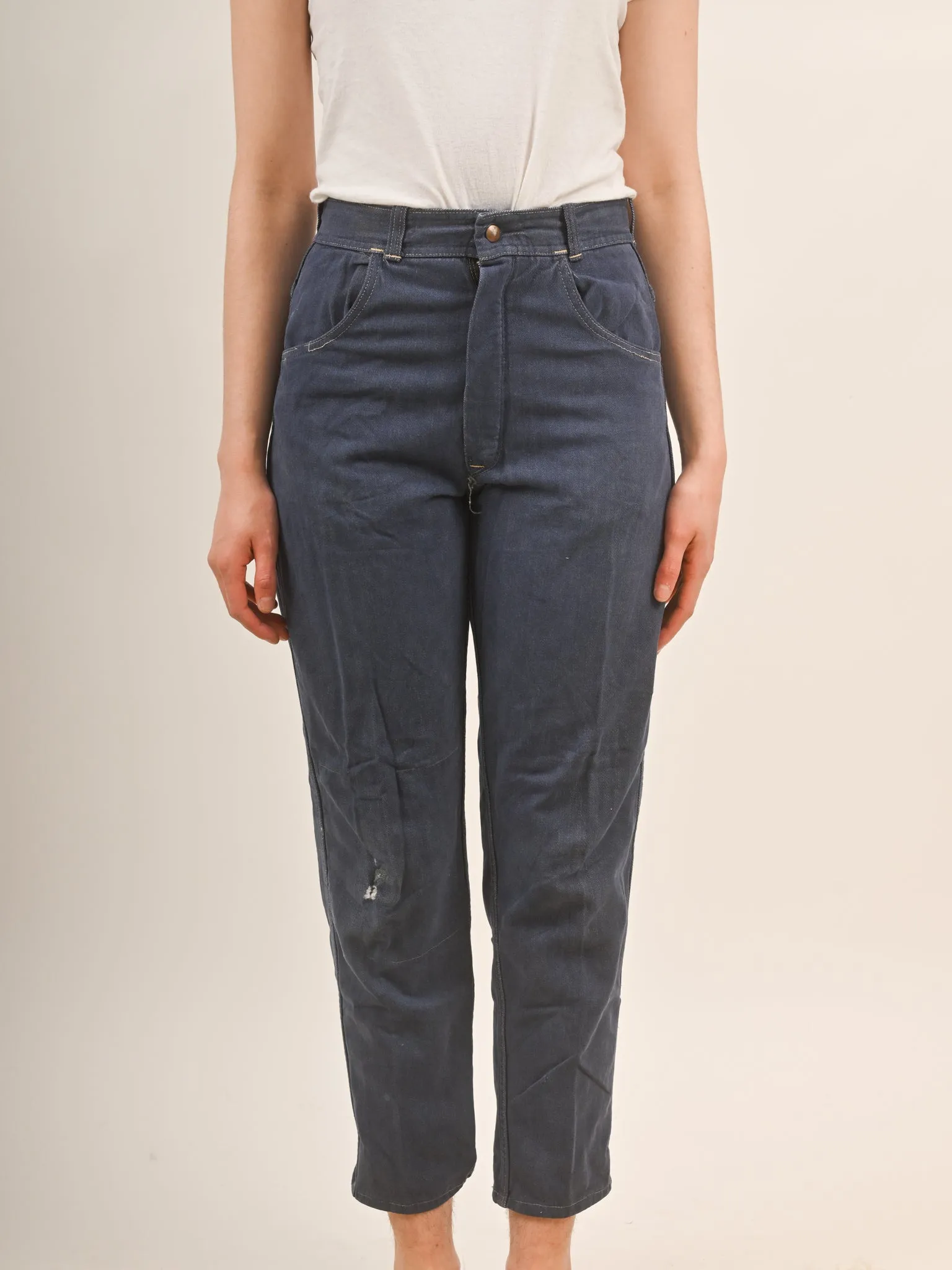 1950s Women Flannel Lined Front Zip Denim