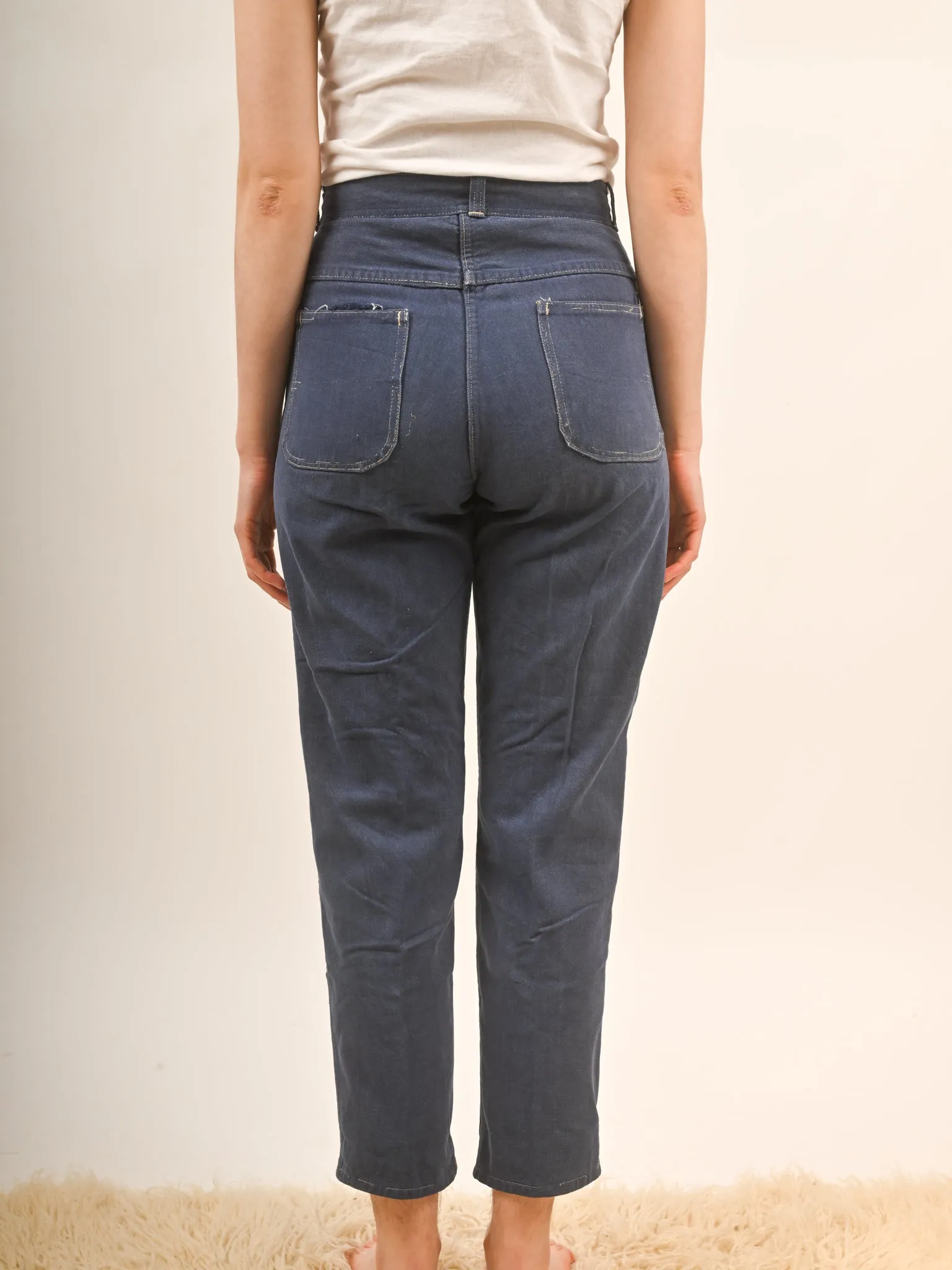 1950s Women Flannel Lined Front Zip Denim