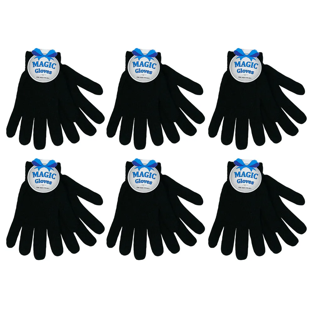 6 Pairs Adult Winter Knitted Magic Stretch Gloves Warm Mittens Black Soft Gloves