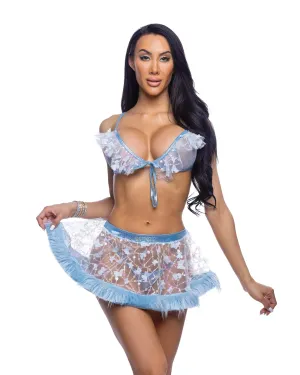 6720 - Butterfly & Sequin Skirt with Faux Fur Trim