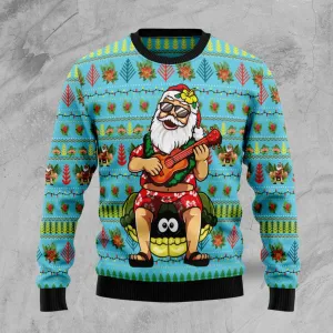 Aloha Santa Claus Play Guitar Xmas Ugly Sweater