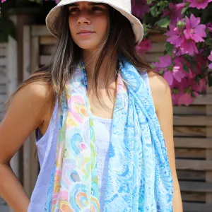 Blue Multi Print Mix Scarf