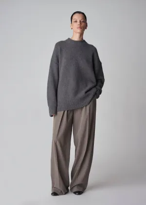 Boyfriend Crew Neck in Wool Cashmere - Grey