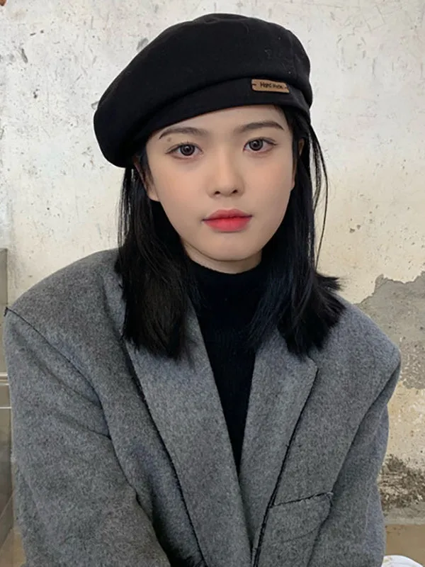 Casual Keep Warm Solid Color Beret Hat