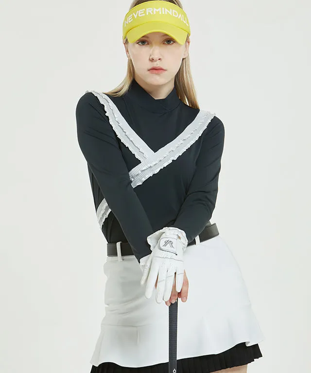 Clara Frill Turtleneck Top- Black