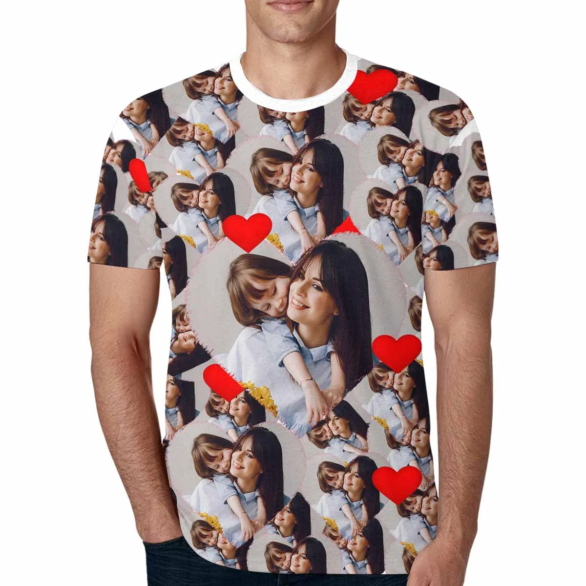 Custom Photo Love Heart Men's T-shirt