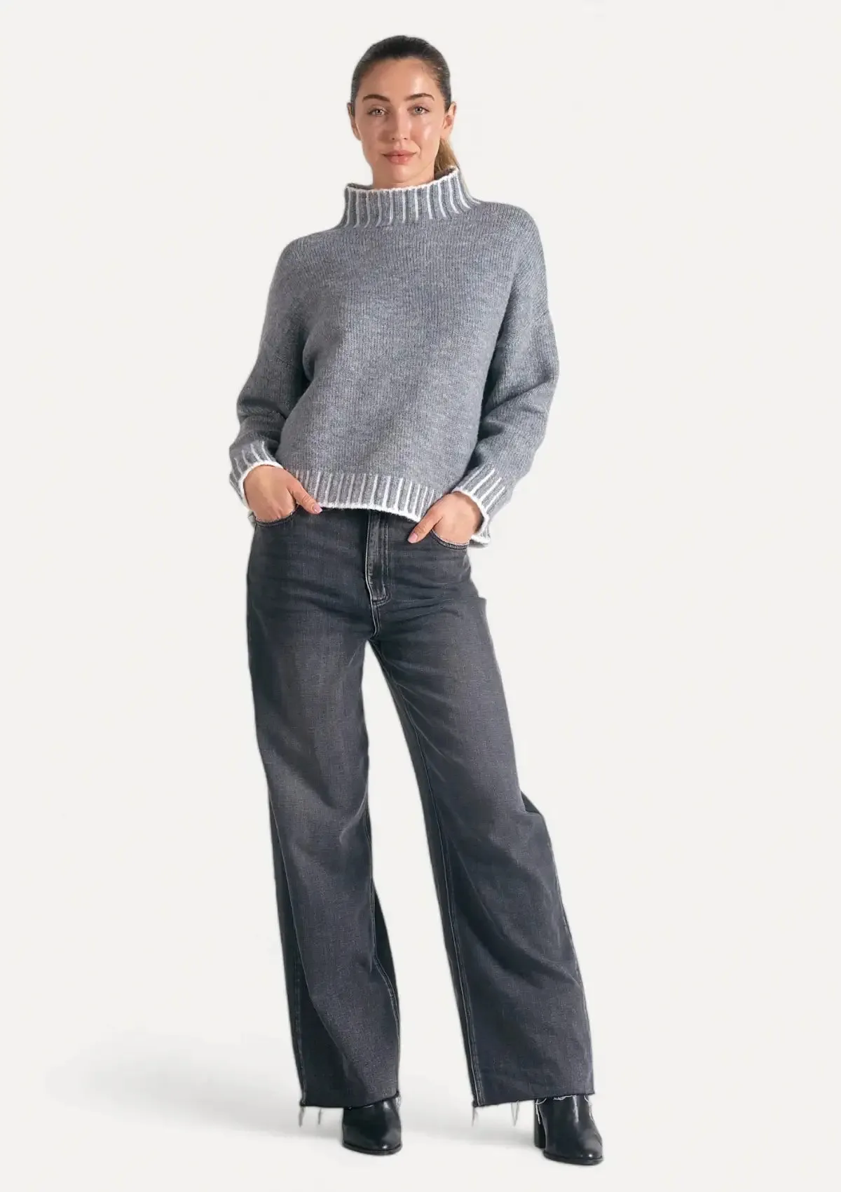 Harley Turtle Neck Sweater - Charcoal