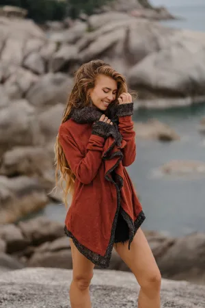 Hooded Cardigan Saranya Brick