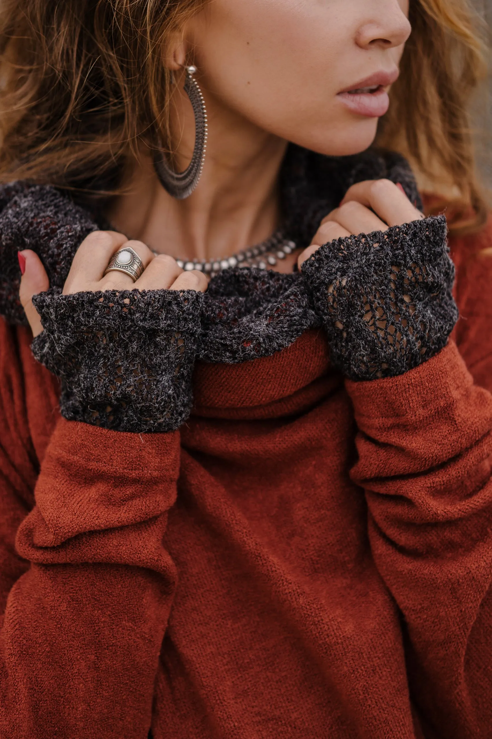 Hooded Cardigan Saranya Brick