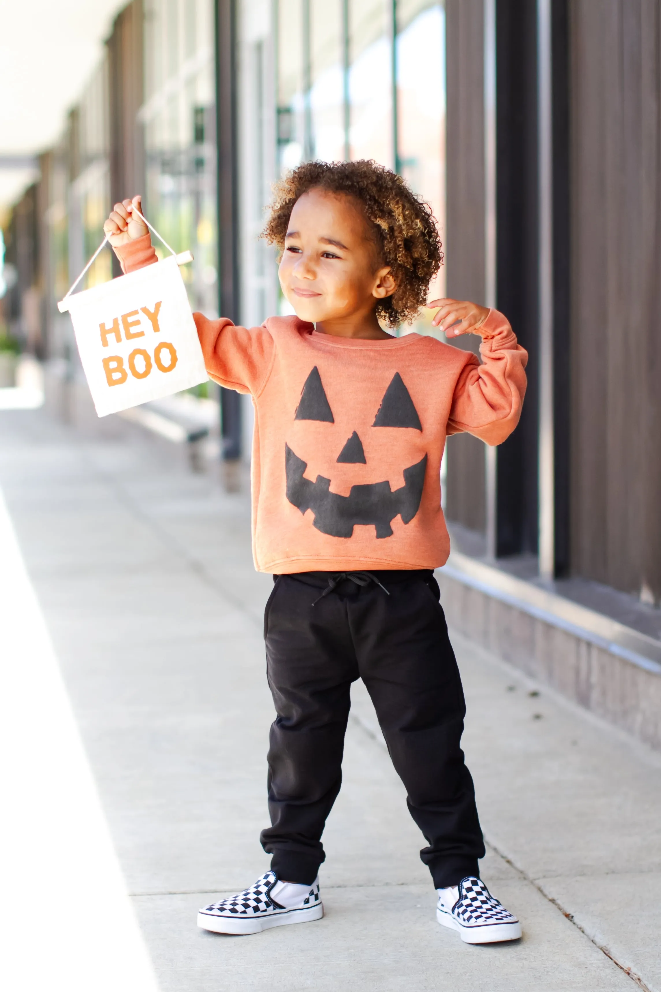 Jack-O-Lantern Puff Print Pullover in Autumn