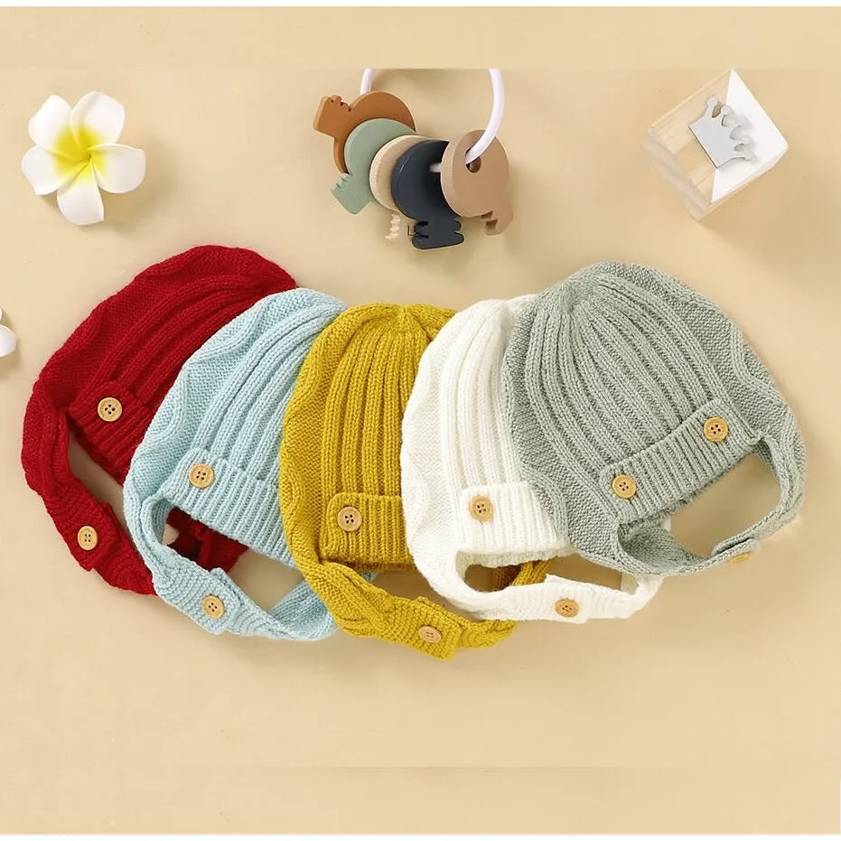Knitted Button Hat with Earflaps