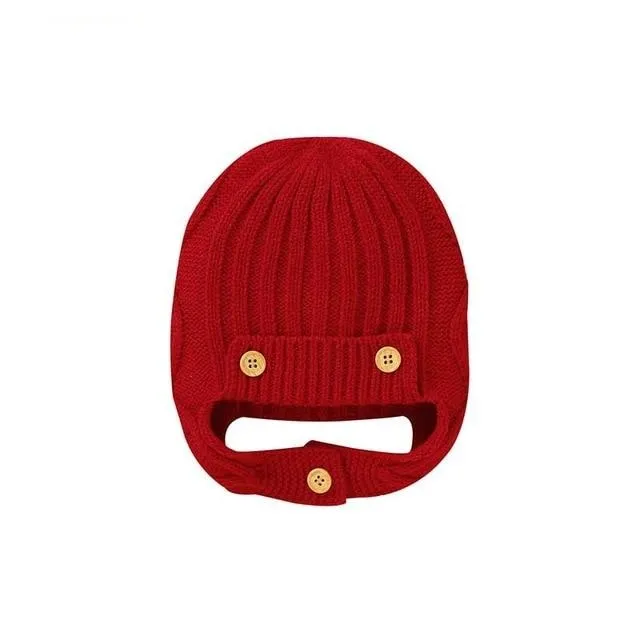 Knitted Button Hat with Earflaps