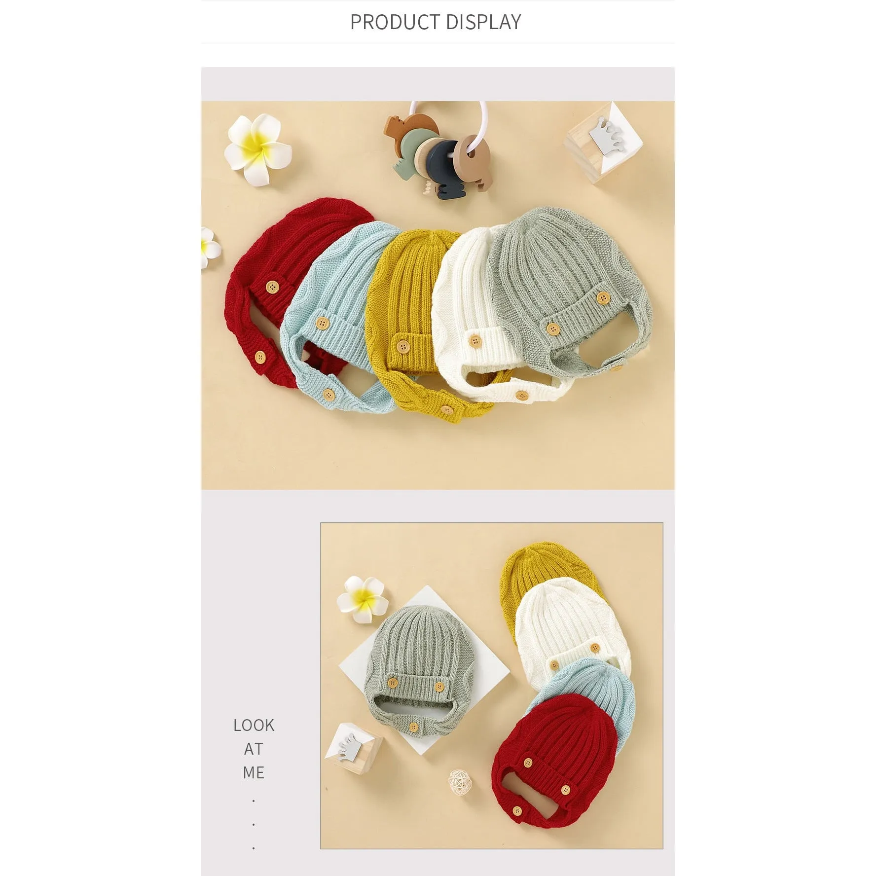 Knitted Button Hat with Earflaps