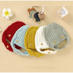 Knitted Button Hat with Earflaps