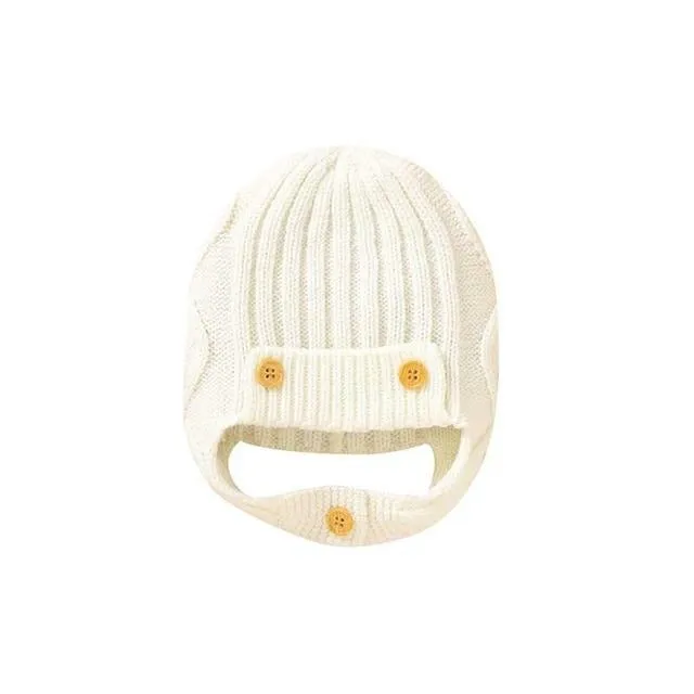 Knitted Button Hat with Earflaps