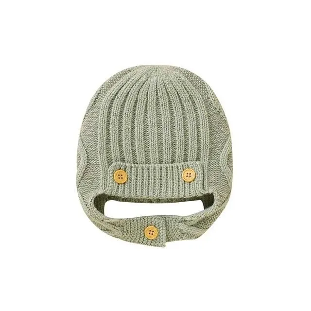 Knitted Button Hat with Earflaps