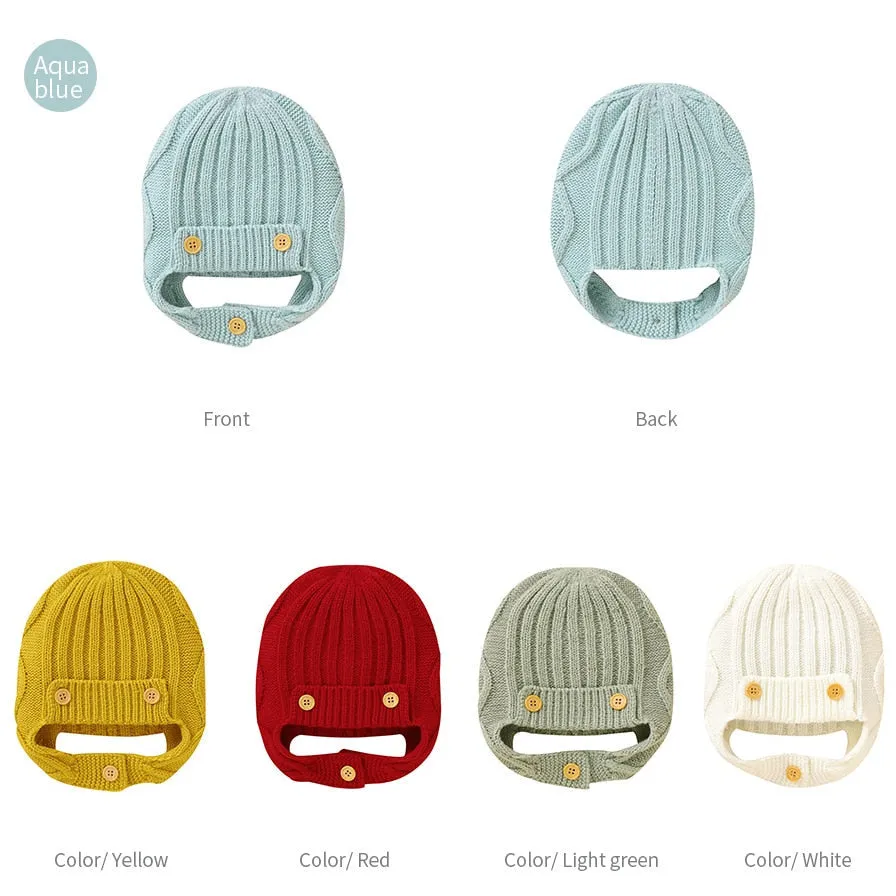 Knitted Button Hat with Earflaps