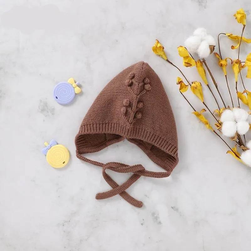 Knitted Cherry Pattern Bonnet