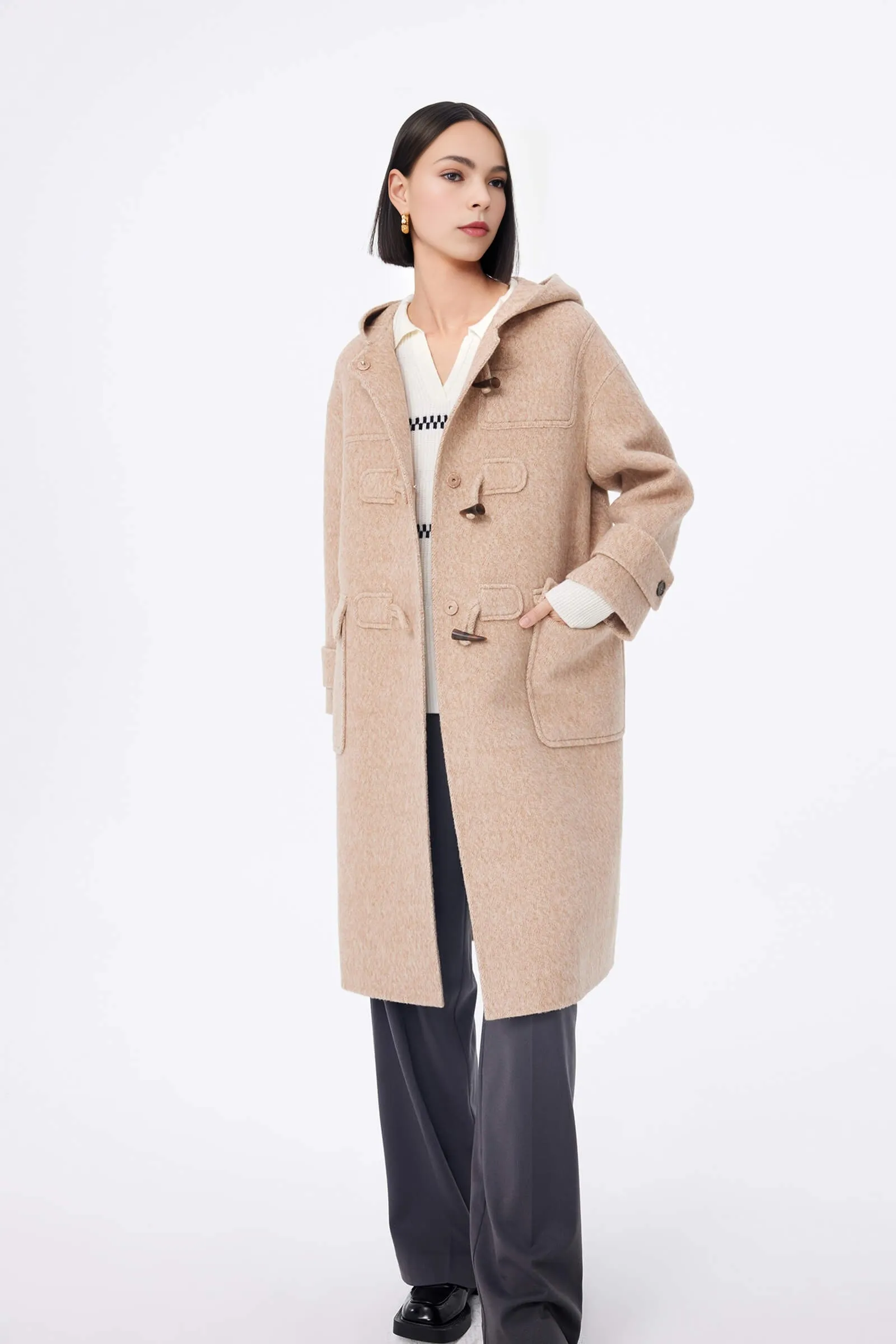 LILY Age-Reducing Hooded Woolen Coat