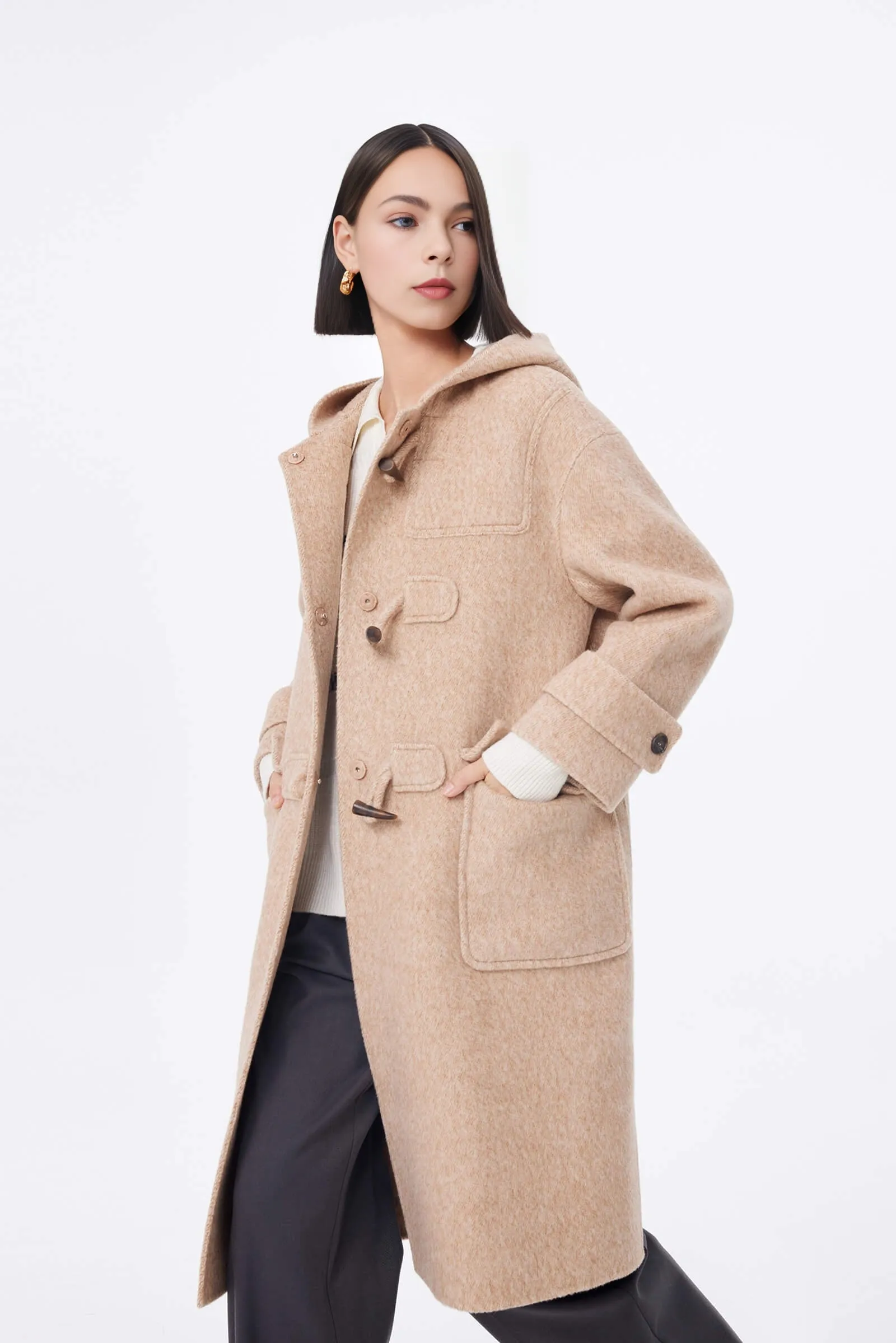 LILY Age-Reducing Hooded Woolen Coat