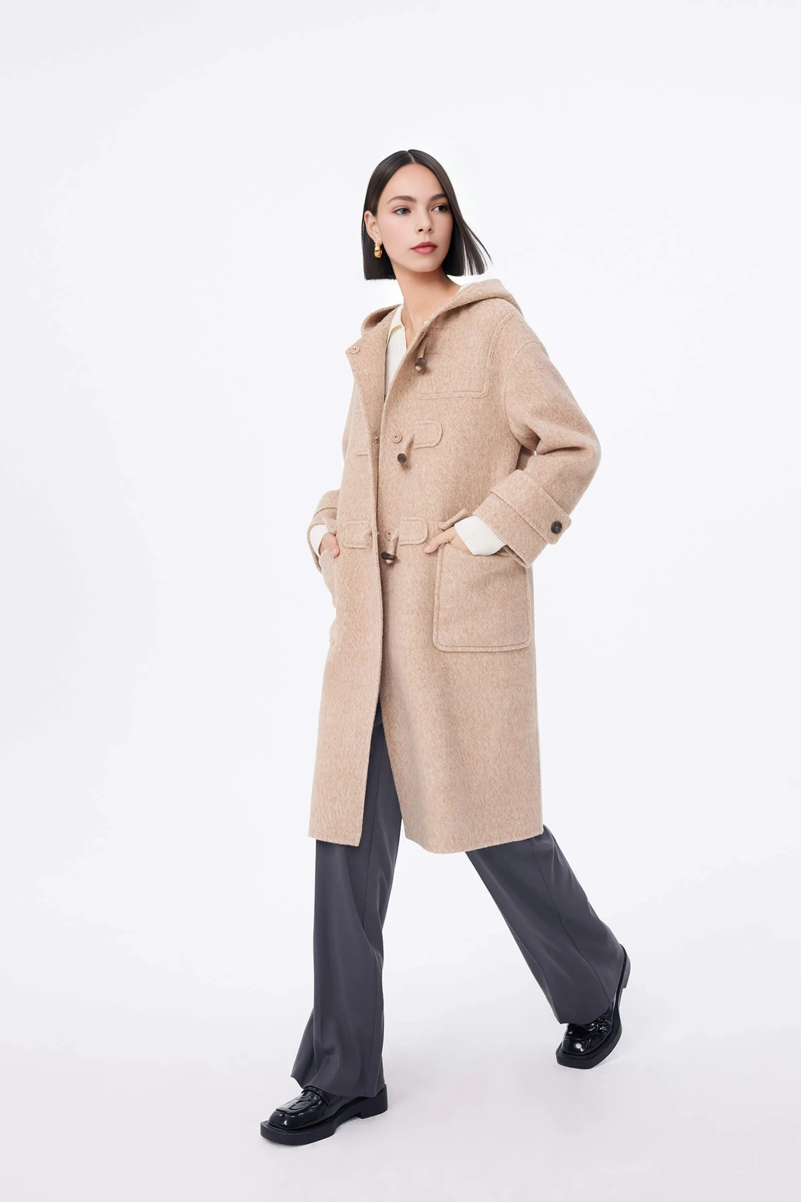 LILY Age-Reducing Hooded Woolen Coat