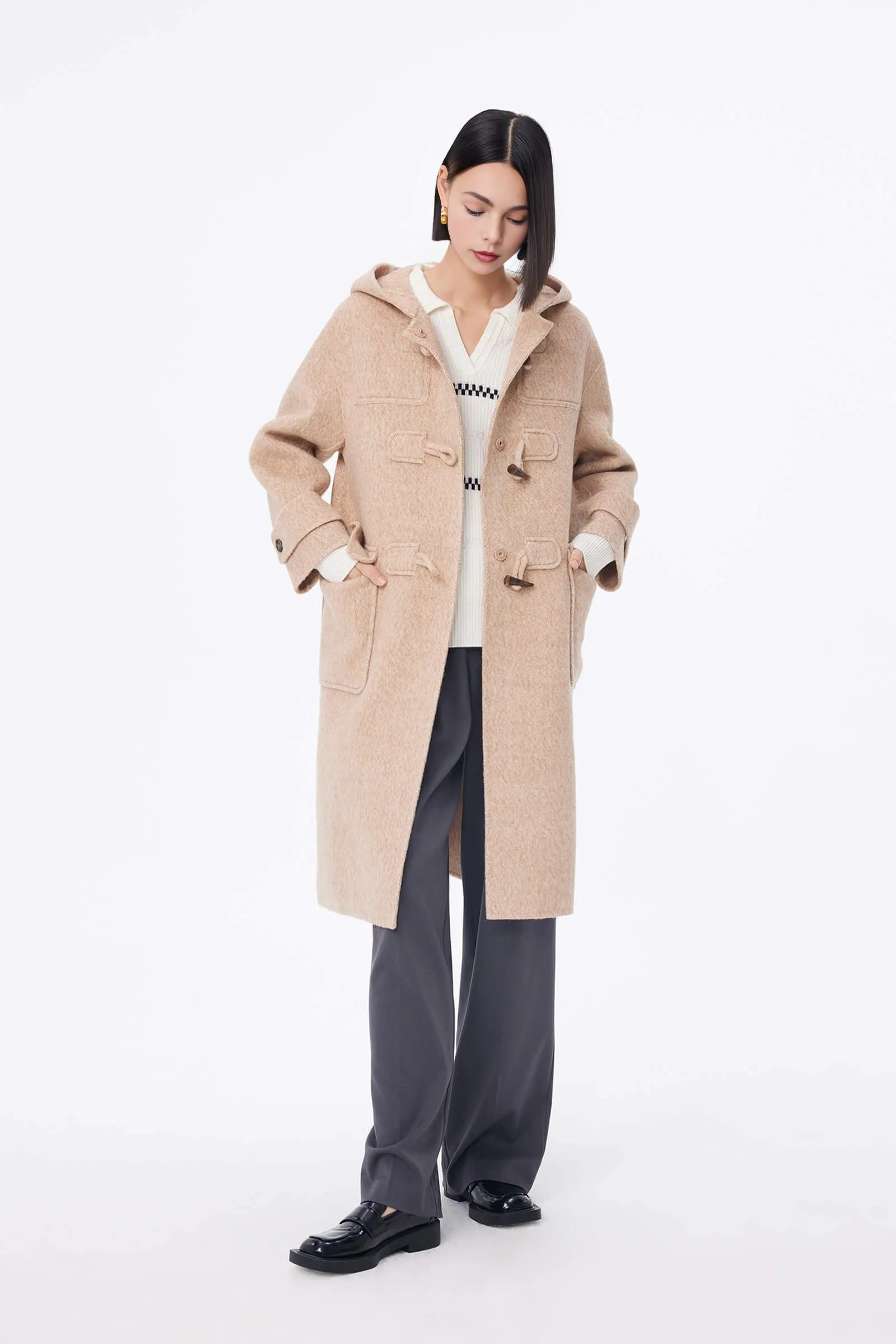 LILY Age-Reducing Hooded Woolen Coat