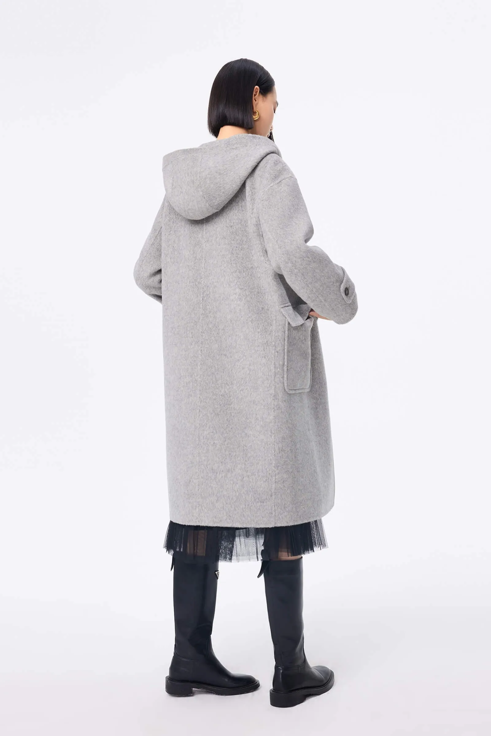 LILY Age-Reducing Hooded Woolen Coat