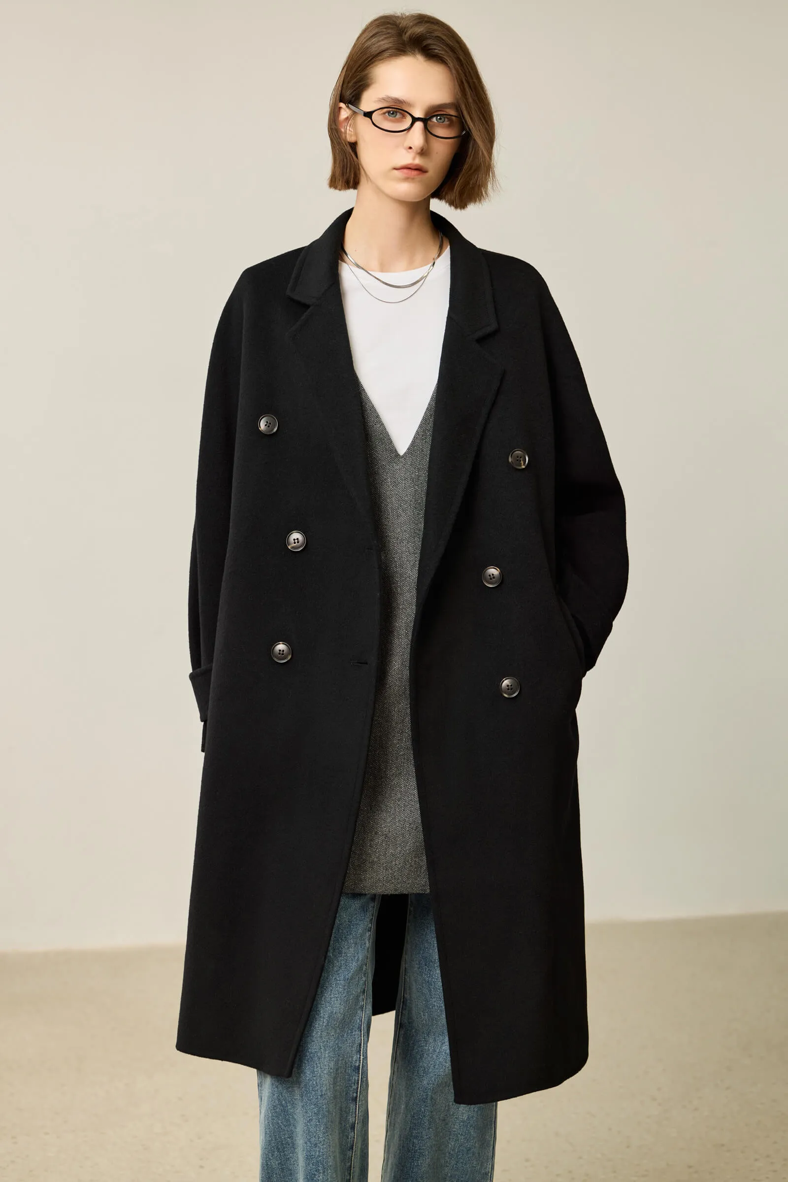 LILY Hepburn-Style Premium Double-Faced Wool Coat