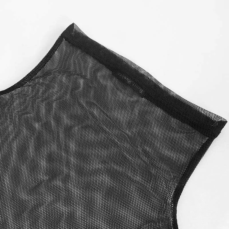 Men's Gothic Turtleneck Sheer Mesh Shirt
