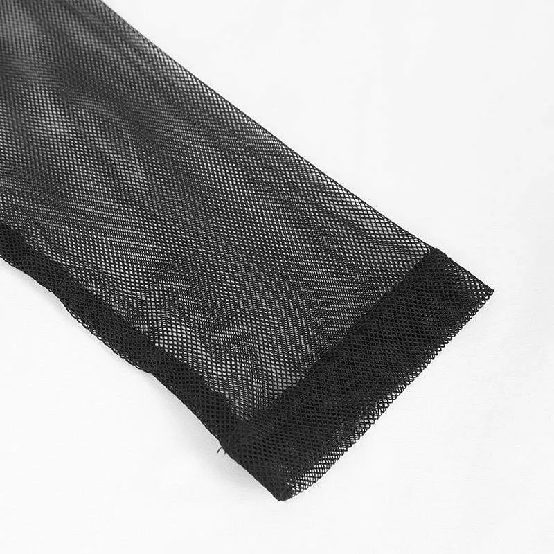 Men's Gothic Turtleneck Sheer Mesh Shirt