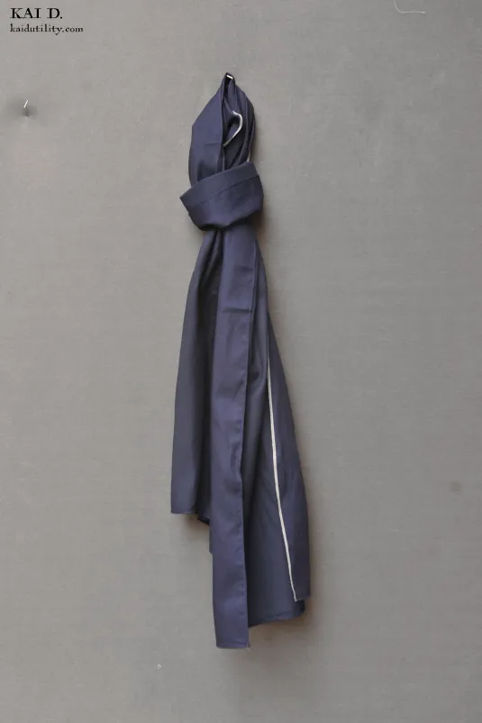 Mini Basket Weave Indigo Cotton Scarf
