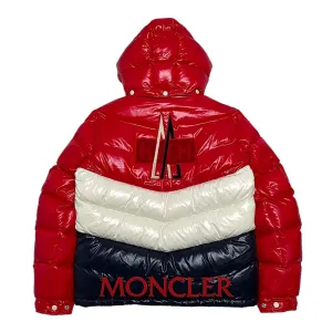 Moncler x Kith Rochebrune Classic Down Jacket Red White Navy Pre-Owned