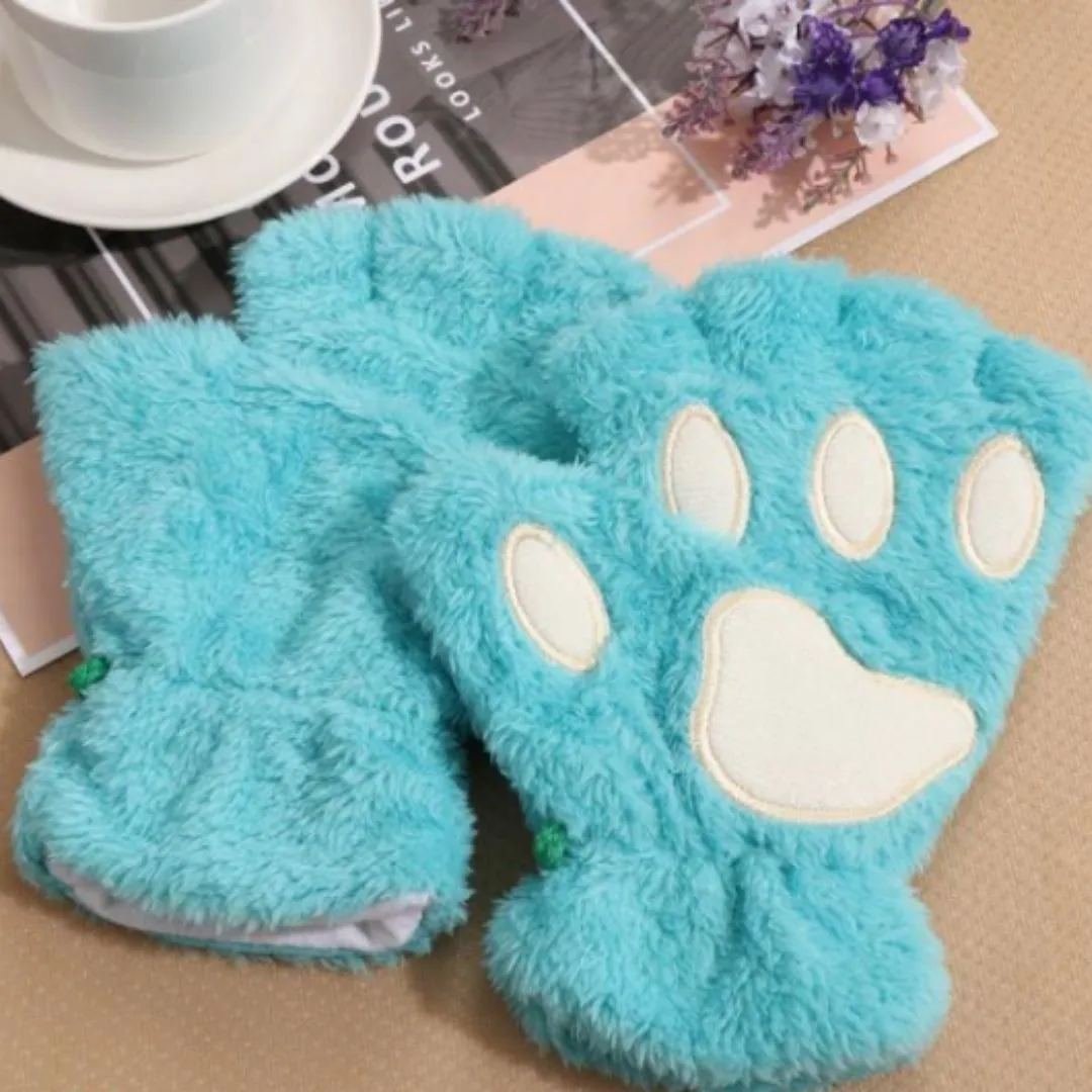 OCW Women Cute Warm Cat Paw Cashmere Warm Winter Gloves
