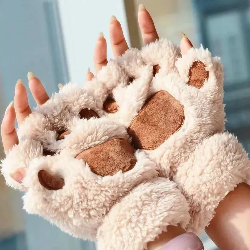 OCW Women Cute Warm Cat Paw Cashmere Warm Winter Gloves