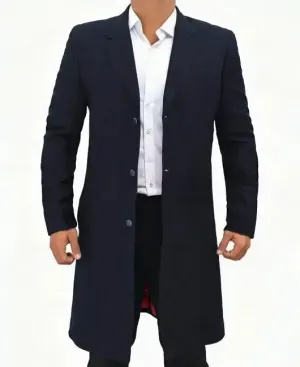 Paul Mens Dark Blue Long Wool Coat