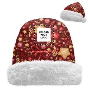 Personalized Santa Beanie Hat, Custom Xmas Fashion Hat, Corporate Swag Hat