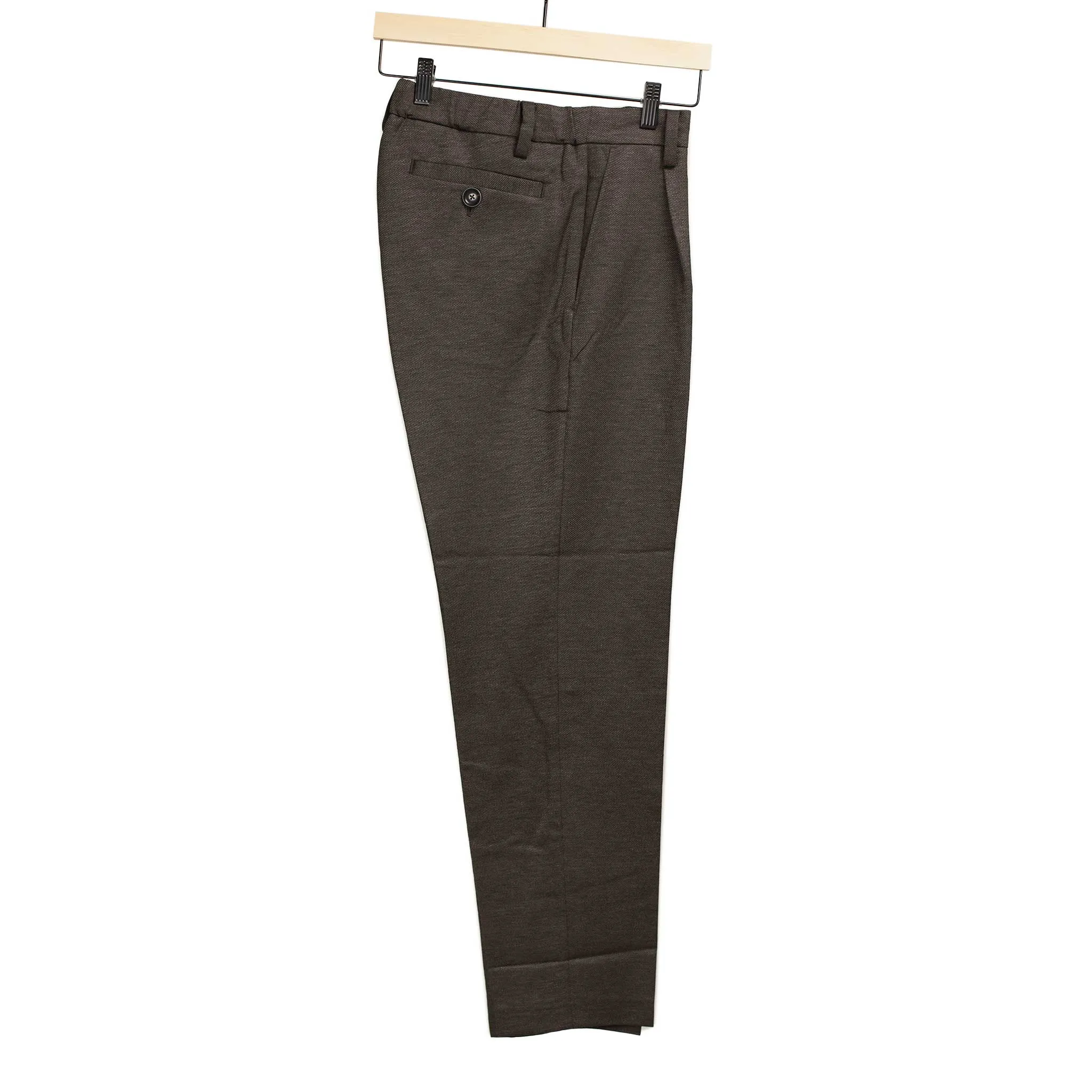 Pleated easy pants in espresso linen and rayon twill