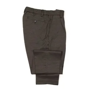 Pleated easy pants in espresso linen and rayon twill