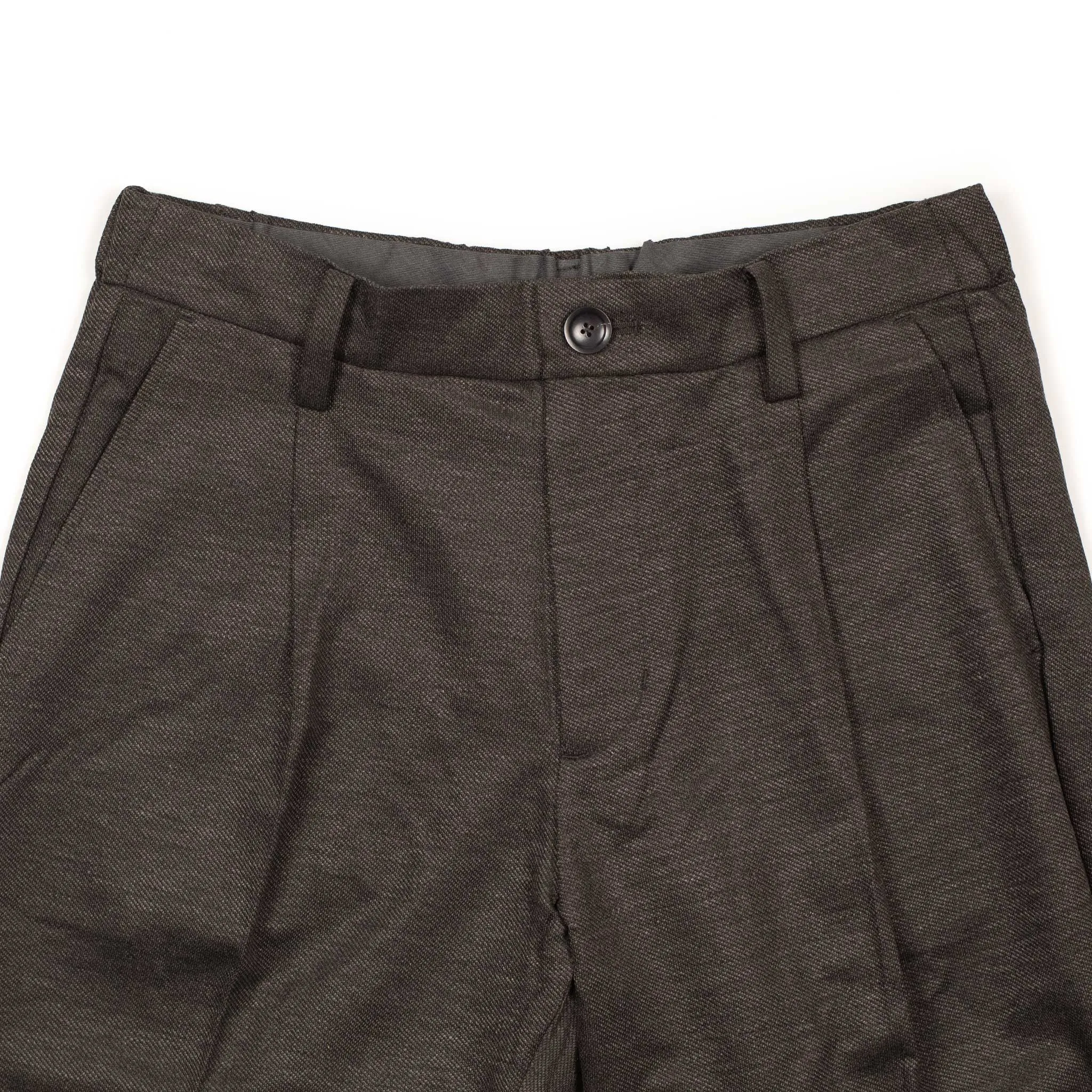 Pleated easy pants in espresso linen and rayon twill