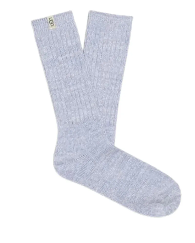 Rib Knit Slouchy Crew Sock, Faded Blue