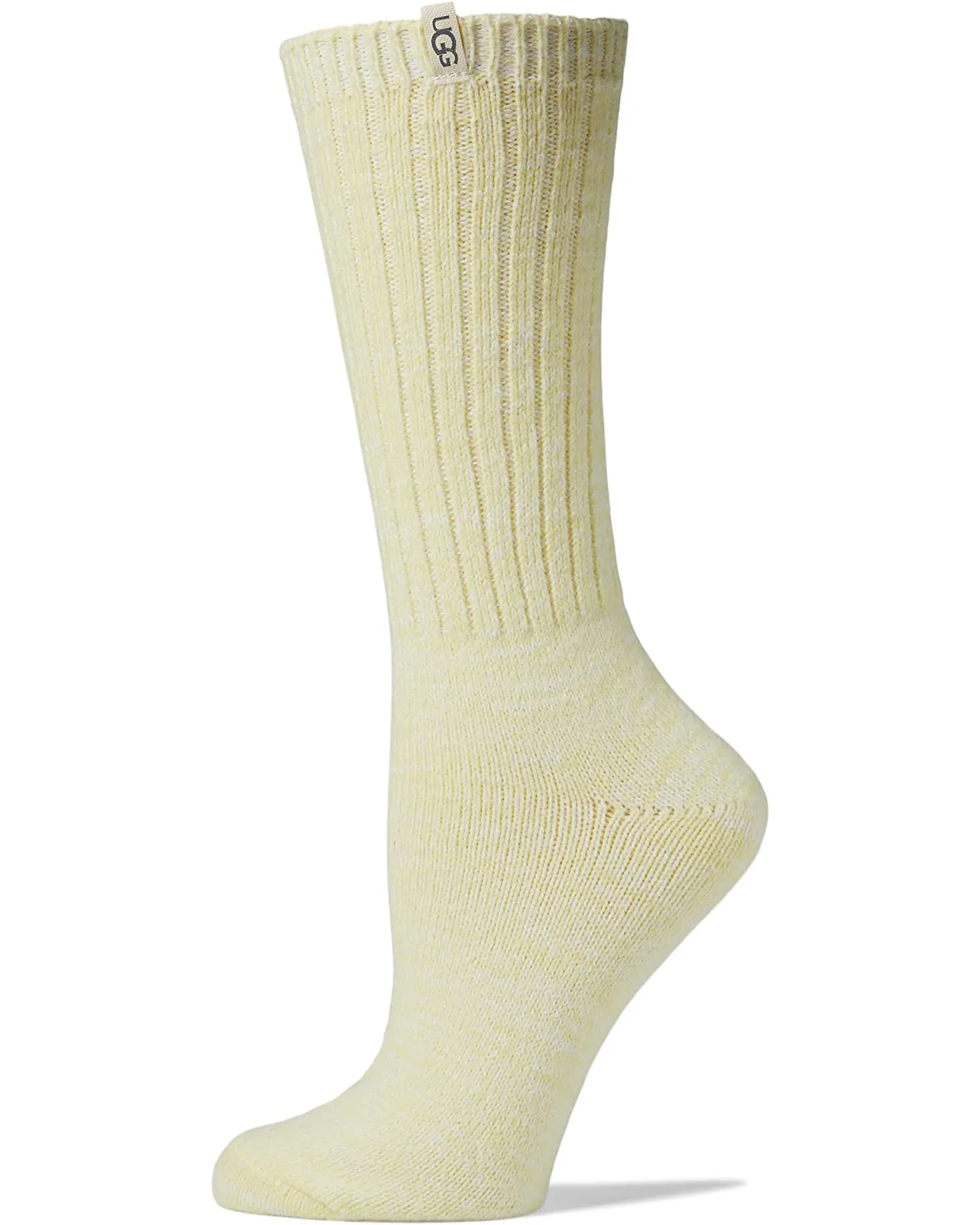 Rib Knit Slouchy Crew Sock, Pale Lily
