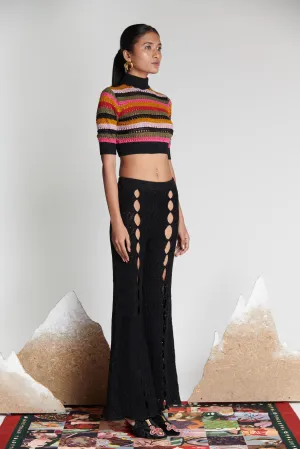 Spiral Chevron Woollen Knit Flared Pants