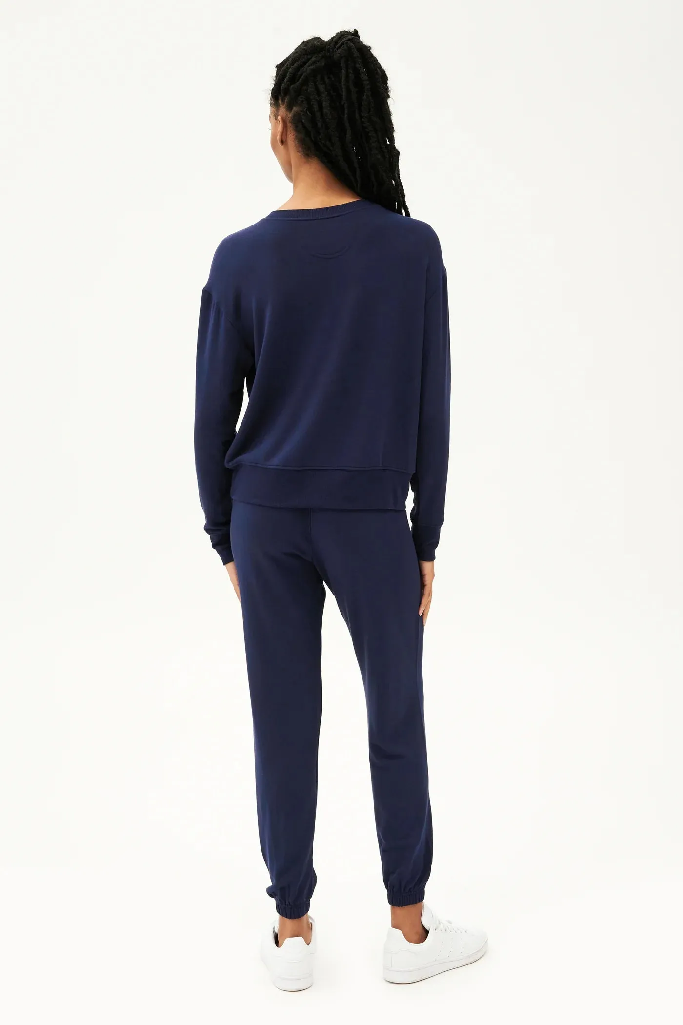 Splits59 Sonja Warm Up Long Sleeve Sweater in Navy