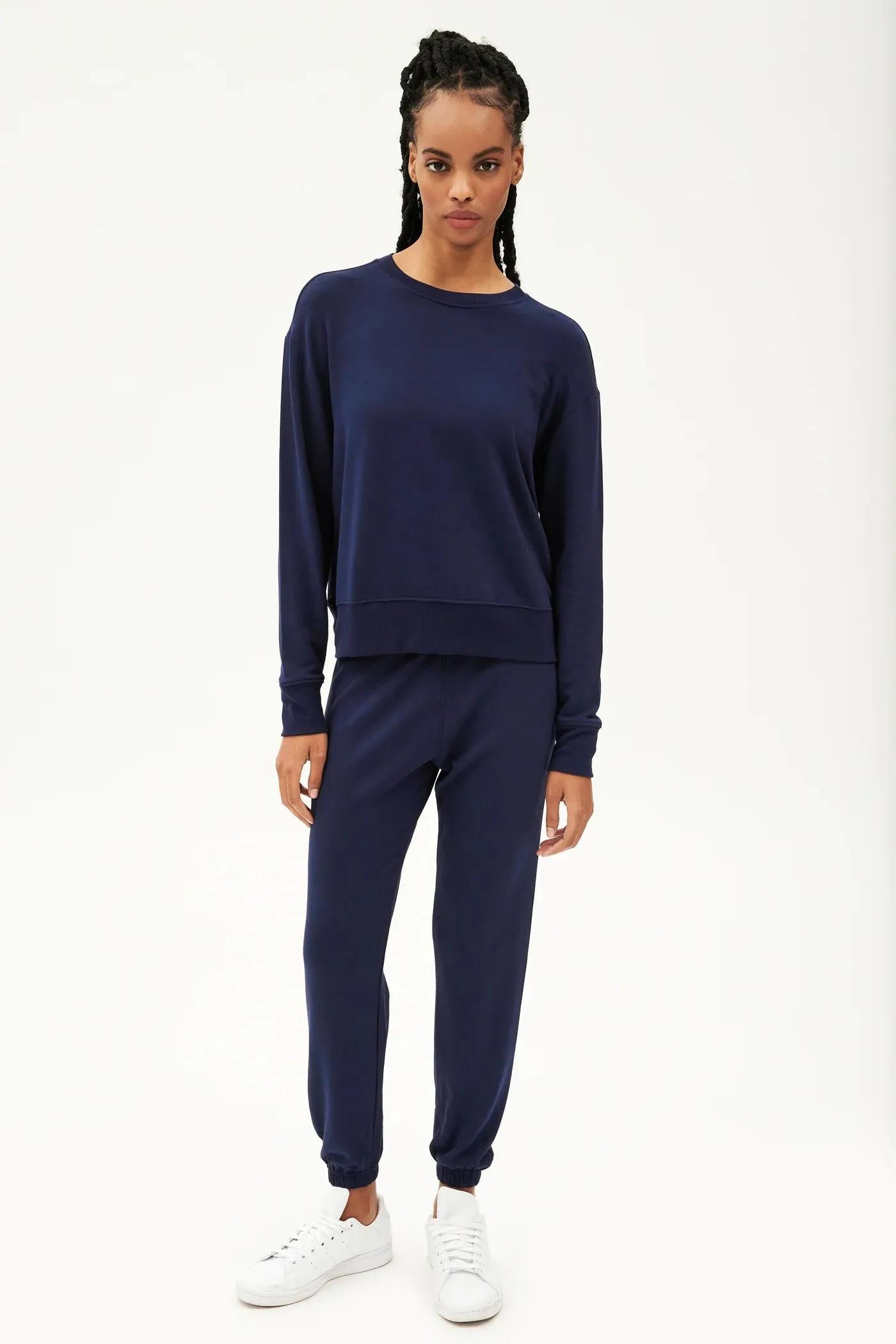Splits59 Sonja Warm Up Long Sleeve Sweater in Navy