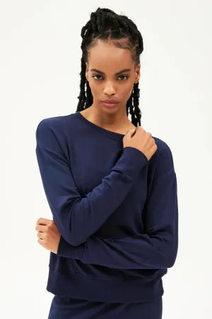Splits59 Sonja Warm Up Long Sleeve Sweater in Navy