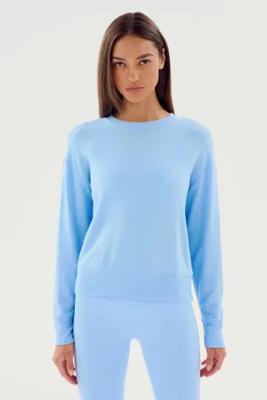 Splits59 Sonja Warm Up Long Sleeve Sweater in Sky